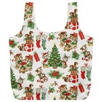 Christmas Texture, Pattern, Red, Tree, Craciun, Green, Christmas Full Print Recycle Bag (XL)