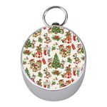 Christmas Texture, Pattern, Red, Tree, Craciun, Green, Christmas Mini Silver Compasses