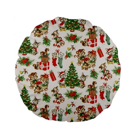 Christmas Texture, Pattern, Red, Tree, Craciun, Green, Christmas Standard 15  Premium Flano Round Cushions from ArtsNow.com Front