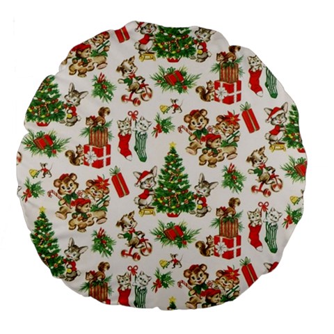 Christmas Texture, Pattern, Red, Tree, Craciun, Green, Christmas Large 18  Premium Flano Round Cushions from ArtsNow.com Front