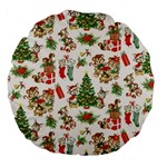 Christmas Texture, Pattern, Red, Tree, Craciun, Green, Christmas Large 18  Premium Flano Round Cushions