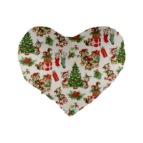 Christmas Texture, Pattern, Red, Tree, Craciun, Green, Christmas Standard 16  Premium Flano Heart Shape Cushions from ArtsNow.com Back