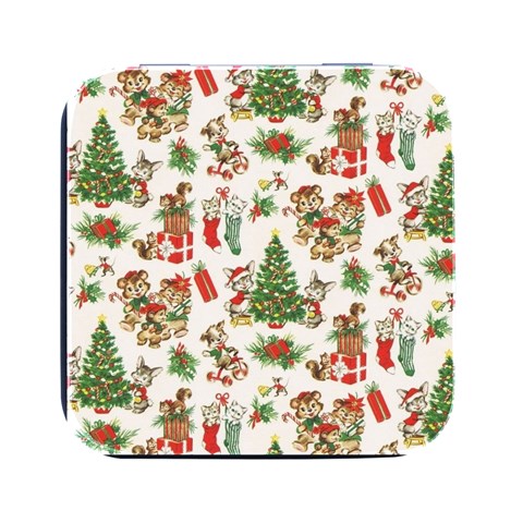 Christmas Texture, Pattern, Red, Tree, Craciun, Green, Christmas Square Metal Box (Black) from ArtsNow.com Front