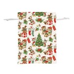 Christmas Texture, Pattern, Red, Tree, Craciun, Green, Christmas Lightweight Drawstring Pouch (L)