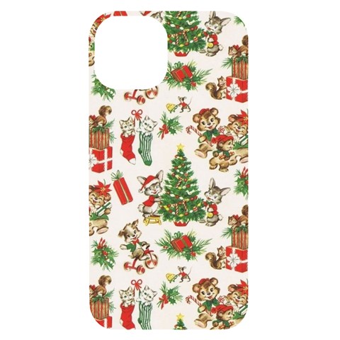 Christmas Texture, Pattern, Red, Tree, Craciun, Green, Christmas iPhone 14 Black UV Print Case from ArtsNow.com Front