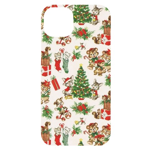 Christmas Texture, Pattern, Red, Tree, Craciun, Green, Christmas iPhone 14 Plus Black UV Print Case from ArtsNow.com Front