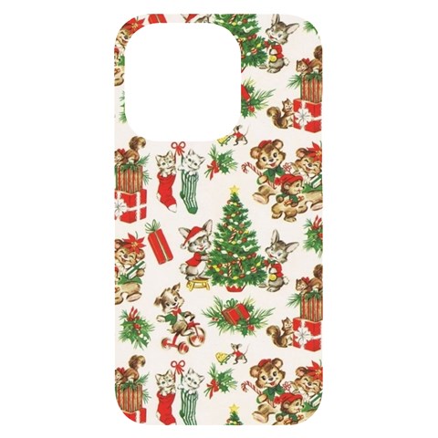 Christmas Texture, Pattern, Red, Tree, Craciun, Green, Christmas iPhone 14 Pro Black UV Print Case from ArtsNow.com Front