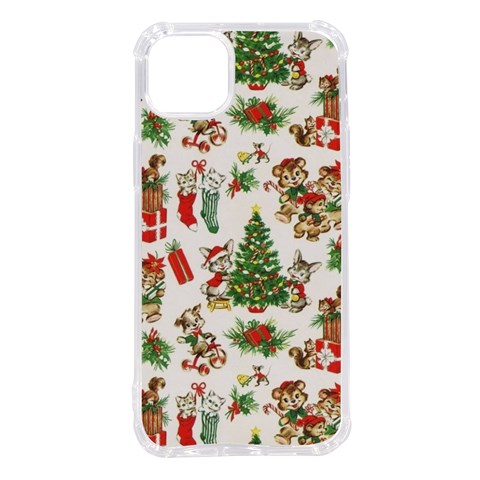 Christmas Texture, Pattern, Red, Tree, Craciun, Green, Christmas iPhone 14 Plus TPU UV Print Case from ArtsNow.com Front