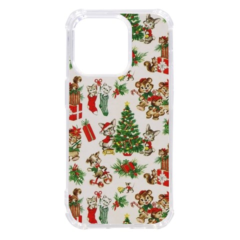 Christmas Texture, Pattern, Red, Tree, Craciun, Green, Christmas iPhone 14 Pro TPU UV Print Case from ArtsNow.com Front