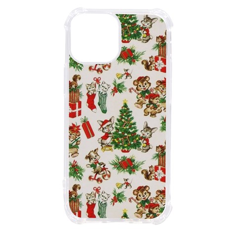 Christmas Texture, Pattern, Red, Tree, Craciun, Green, Christmas iPhone 13 mini TPU UV Print Case from ArtsNow.com Front