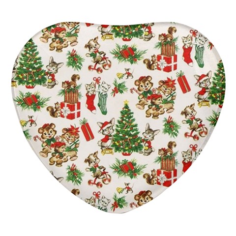 Christmas Texture, Pattern, Red, Tree, Craciun, Green, Christmas Heart Glass Fridge Magnet (4 pack) from ArtsNow.com Front