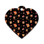 Cool Woodland Animal, Koteto, Scandinavian, Acorn Dog Tag Heart (Two Sides)