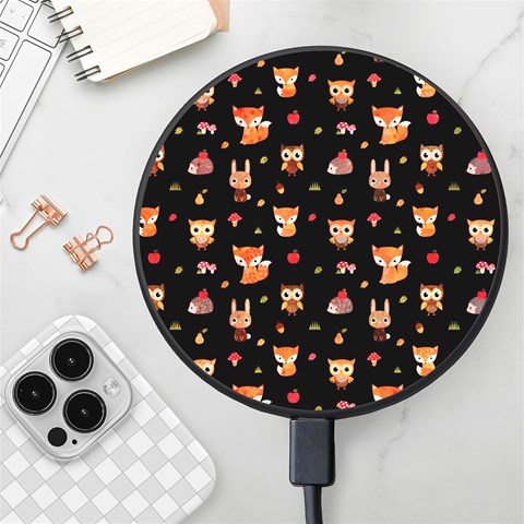 Cool Woodland Animal, Koteto, Scandinavian, Acorn Wireless Fast Charger(Black) from ArtsNow.com Front