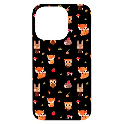 Cool Woodland Animal, Koteto, Scandinavian, Acorn iPhone 14 Pro Black UV Print Case from ArtsNow.com Front