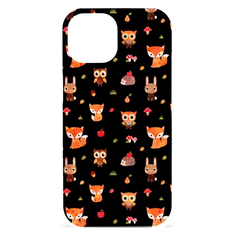 Cool Woodland Animal, Koteto, Scandinavian, Acorn iPhone 15 Black UV Print PC Hardshell Case from ArtsNow.com Front