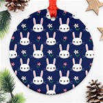 Cute Bunny Pattern, Easter, Koteto Ornament (Round)