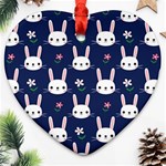 Cute Bunny Pattern, Easter, Koteto Ornament (Heart)