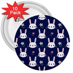 Cute Bunny Pattern, Easter, Koteto 3  Buttons (10 pack) 