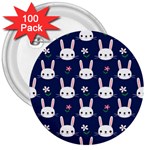 Cute Bunny Pattern, Easter, Koteto 3  Buttons (100 pack) 