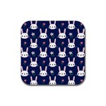 Cute Bunny Pattern, Easter, Koteto Rubber Coaster (Square)