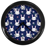 Cute Bunny Pattern, Easter, Koteto Wall Clock (Black)