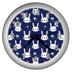 Cute Bunny Pattern, Easter, Koteto Wall Clock (Silver)