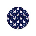 Cute Bunny Pattern, Easter, Koteto Rubber Coaster (Round)