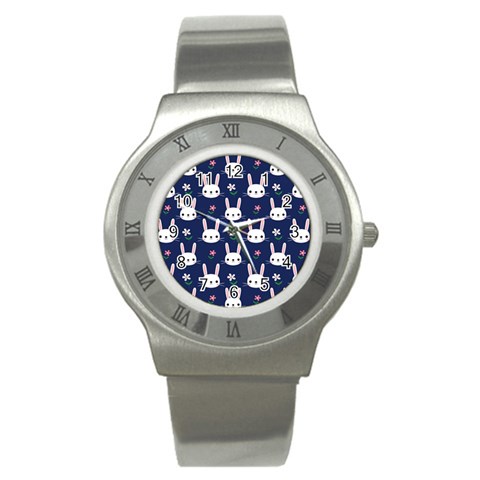 Cute Bunny Pattern, Easter, Koteto Stainless Steel Watch from ArtsNow.com Front