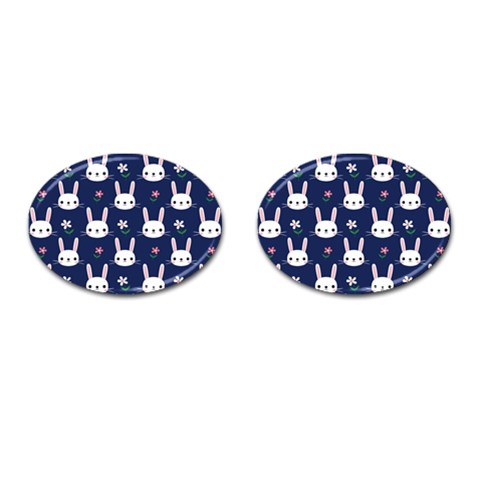 Cute Bunny Pattern, Easter, Koteto Cufflinks (Oval) from ArtsNow.com Front(Pair)