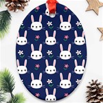 Cute Bunny Pattern, Easter, Koteto Oval Ornament (Two Sides)