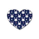 Cute Bunny Pattern, Easter, Koteto Rubber Coaster (Heart)