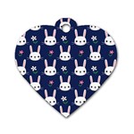 Cute Bunny Pattern, Easter, Koteto Dog Tag Heart (One Side)