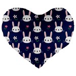 Cute Bunny Pattern, Easter, Koteto Large 19  Premium Heart Shape Cushions