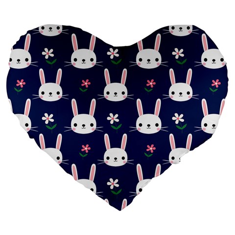 Cute Bunny Pattern, Easter, Koteto Large 19  Premium Flano Heart Shape Cushions from ArtsNow.com Front