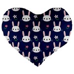 Cute Bunny Pattern, Easter, Koteto Large 19  Premium Flano Heart Shape Cushions