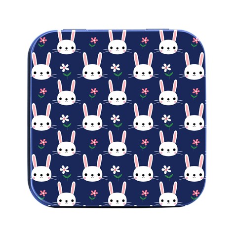 Cute Bunny Pattern, Easter, Koteto Square Metal Box (Black) from ArtsNow.com Front