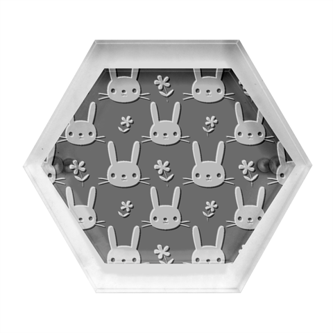 Cute Bunny Pattern, Easter, Koteto Hexagon Wood Jewelry Box from ArtsNow.com Front