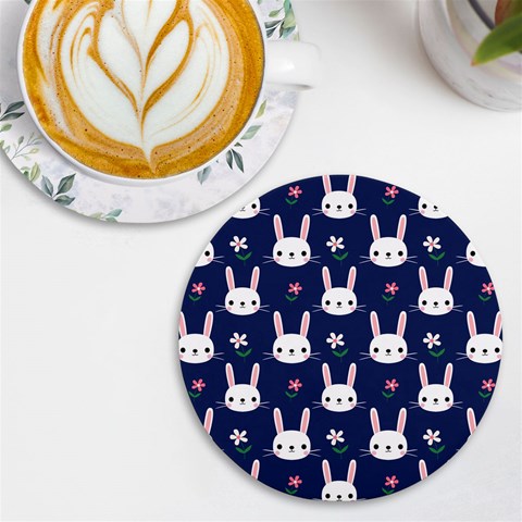 Cute Bunny Pattern, Easter, Koteto UV Print Round Tile Coaster from ArtsNow.com Front