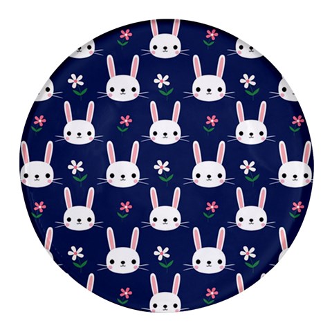 Cute Bunny Pattern, Easter, Koteto Round Glass Fridge Magnet (4 pack) from ArtsNow.com Front