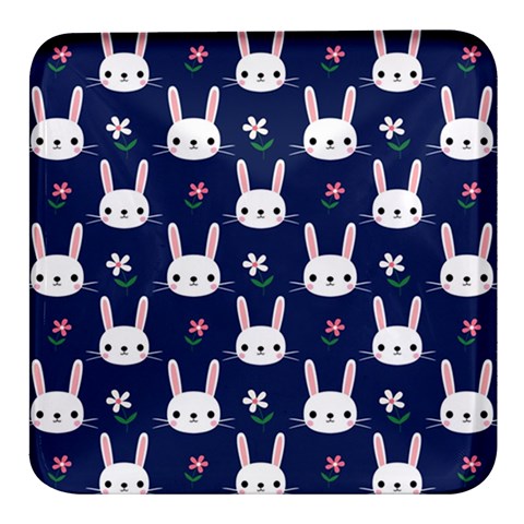 Cute Bunny Pattern, Easter, Koteto Square Glass Fridge Magnet (4 pack) from ArtsNow.com Front