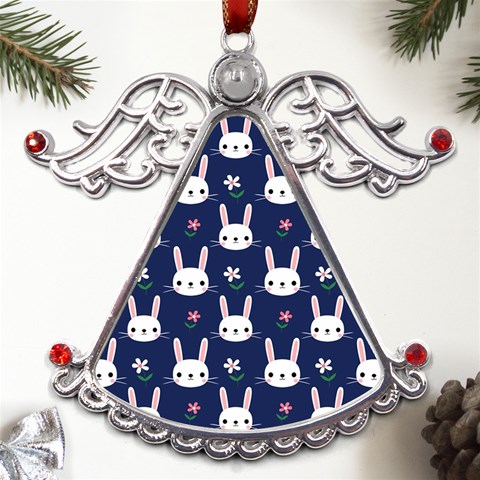 Cute Bunny Pattern, Easter, Koteto Metal Angel with Crystal Ornament from ArtsNow.com Front