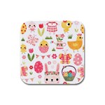 Cute Easter Bunny, Koteto, Animal, Baby Rubber Square Coaster (4 pack)