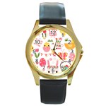 Cute Easter Bunny, Koteto, Animal, Baby Round Gold Metal Watch