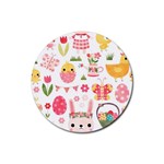 Cute Easter Bunny, Koteto, Animal, Baby Rubber Coaster (Round)