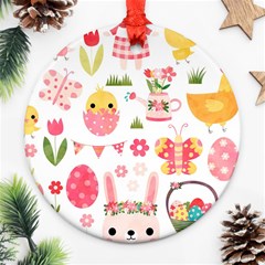 Cute Easter Bunny, Koteto, Animal, Baby Round Ornament (Two Sides) from ArtsNow.com Back