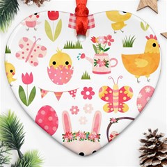 Cute Easter Bunny, Koteto, Animal, Baby Heart Ornament (Two Sides) from ArtsNow.com Front