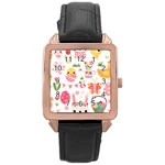 Cute Easter Bunny, Koteto, Animal, Baby Rose Gold Leather Watch 