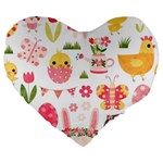 Cute Easter Bunny, Koteto, Animal, Baby Large 19  Premium Flano Heart Shape Cushions