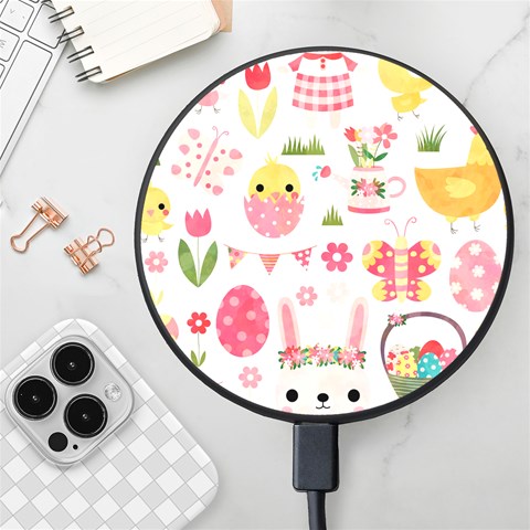 Cute Easter Bunny, Koteto, Animal, Baby Wireless Fast Charger(Black) from ArtsNow.com Front