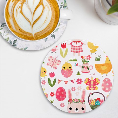 Cute Easter Bunny, Koteto, Animal, Baby UV Print Round Tile Coaster from ArtsNow.com Front